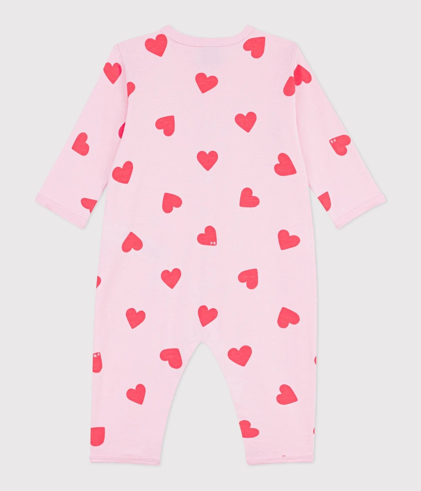 Babies' heart print footless cotton pyjama suit