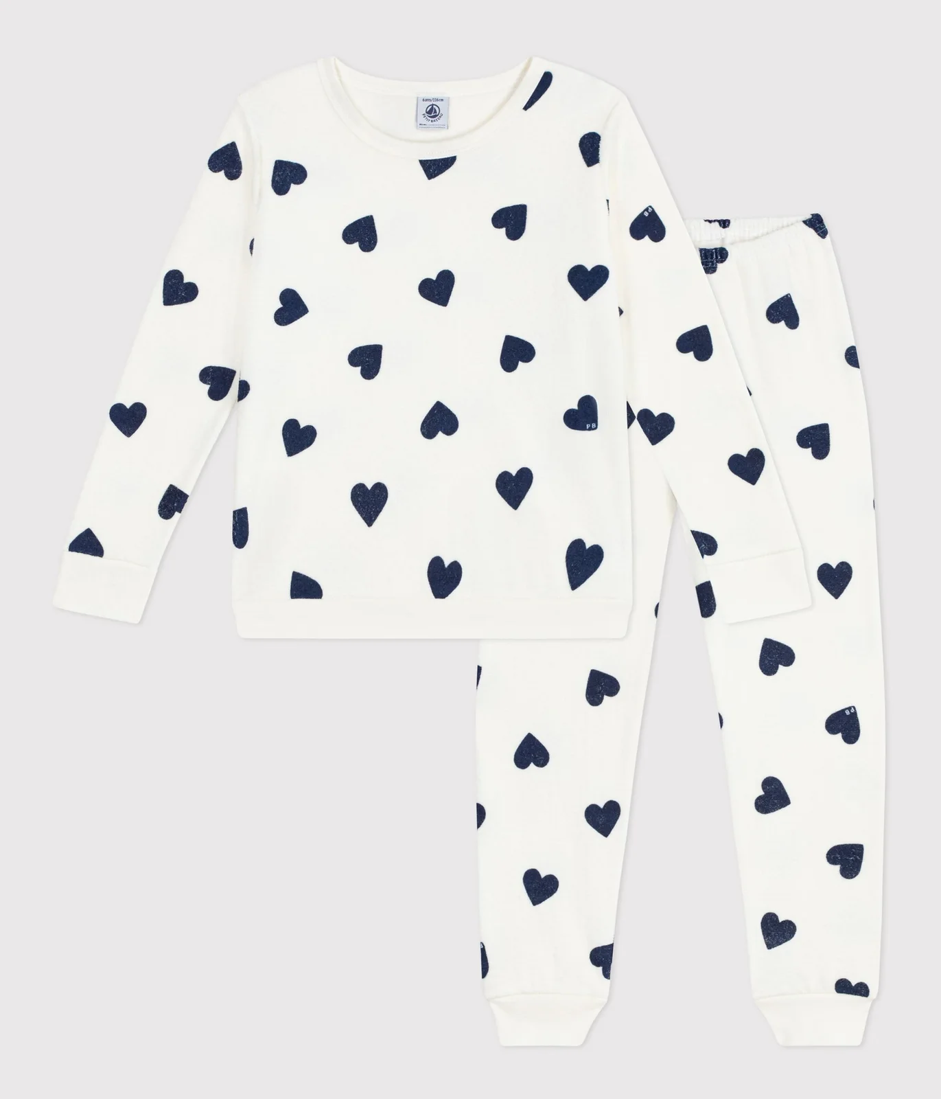 Children's cotton terry pyjamas printed with hearts