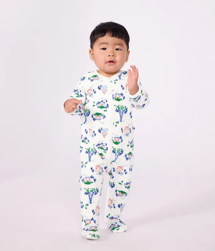 Babies' Paris print fleece pyjama suit
