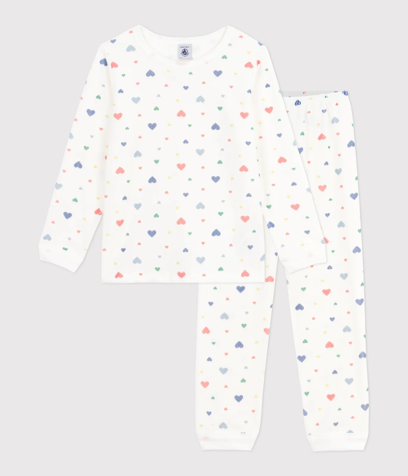 Children's heart-print velour pyjamas