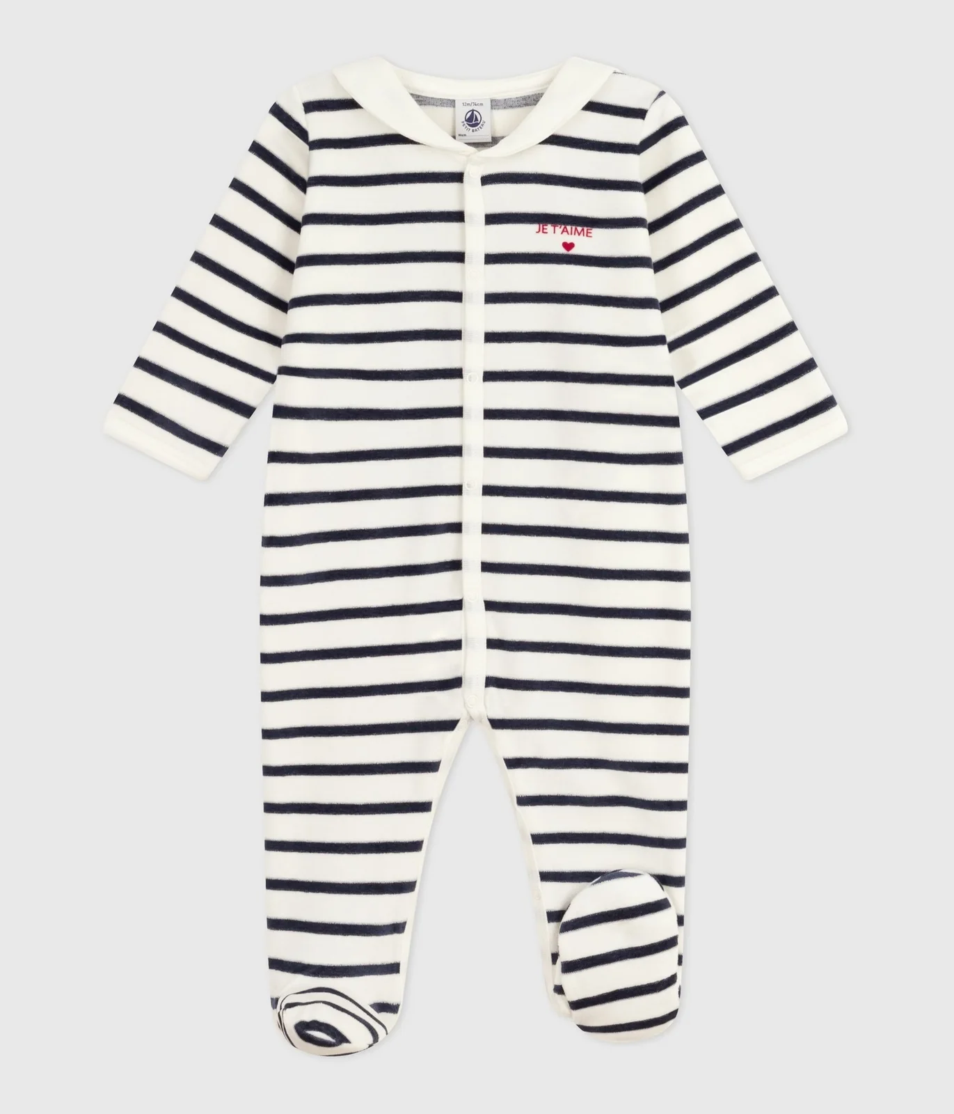 Babies' stripy velour pyjama suit