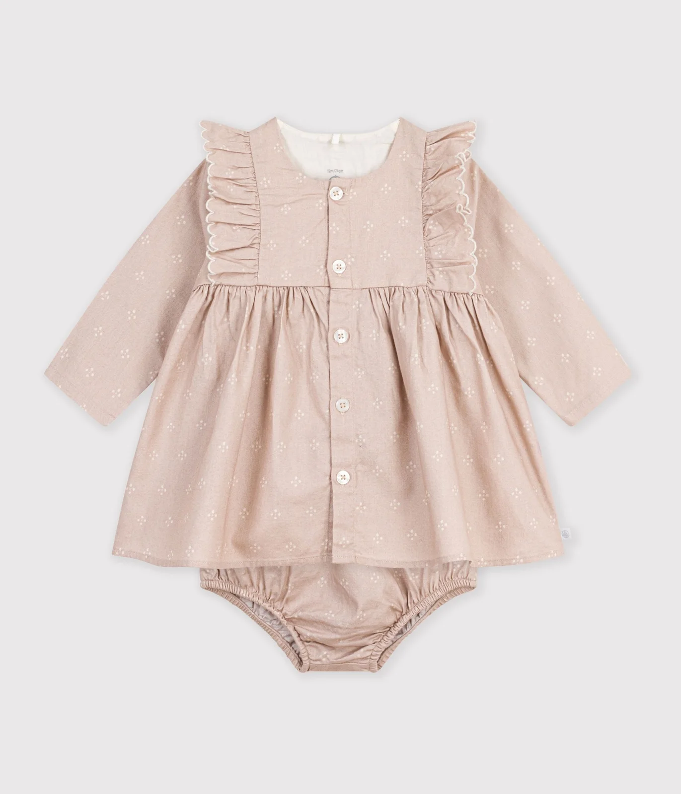 Babies' dress in cotton with a graphic print