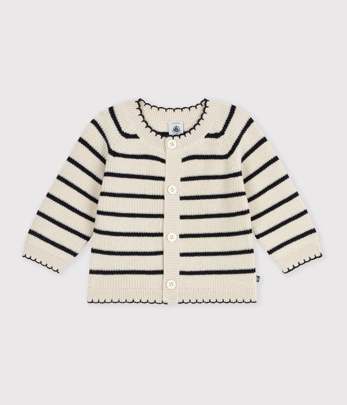 Babies' cardigan in stripy cotton
