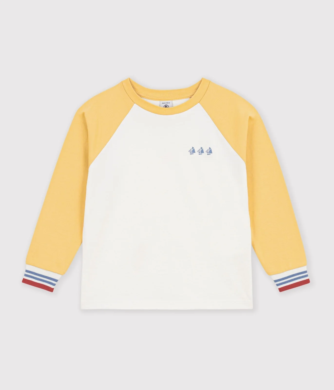 Children's long-sleeved colourblock cotton T-shirt