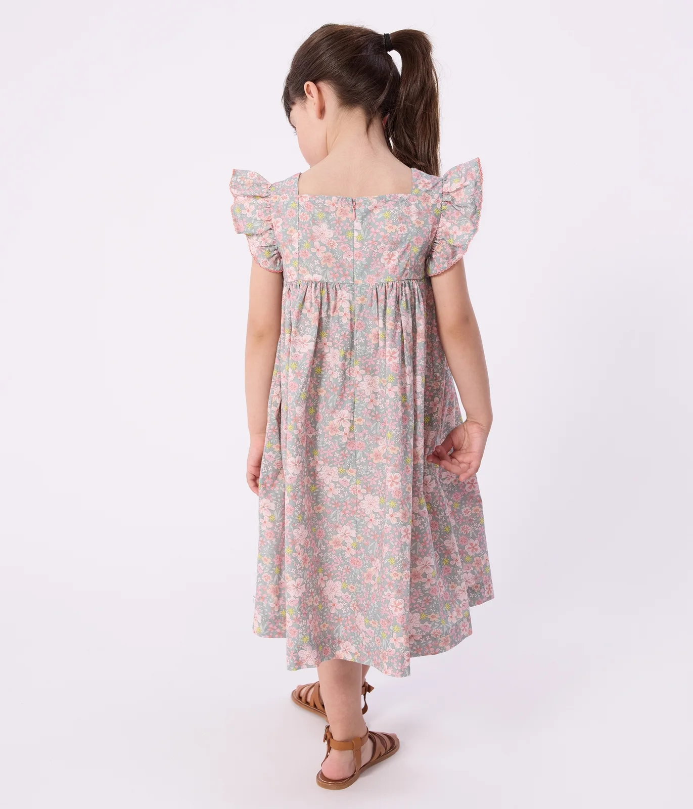 Children's sleeveless floral print cotton dress