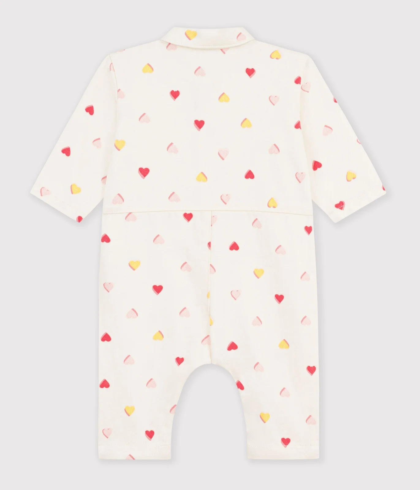 Babies' long jumpsuit in cotton with a heart print