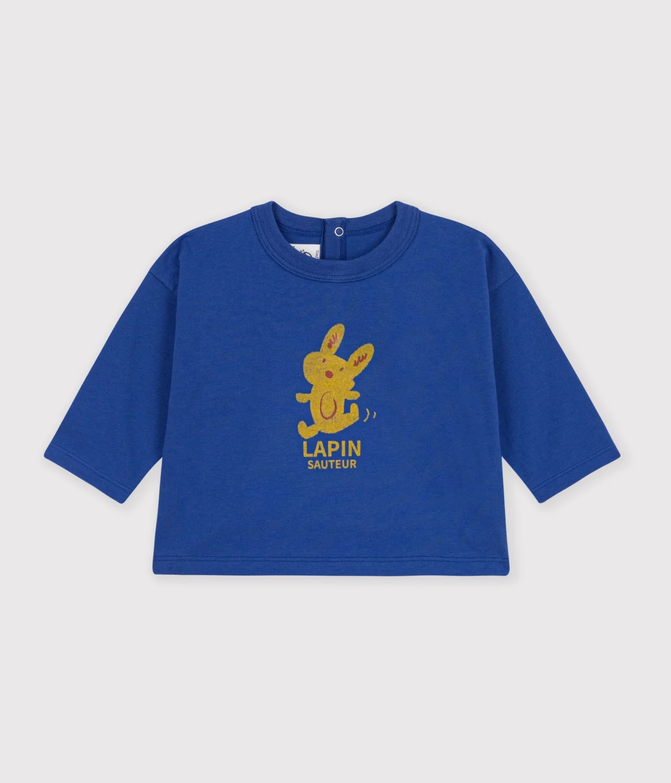 Babies' long-sleeved plain cotton T-shirt with a motif