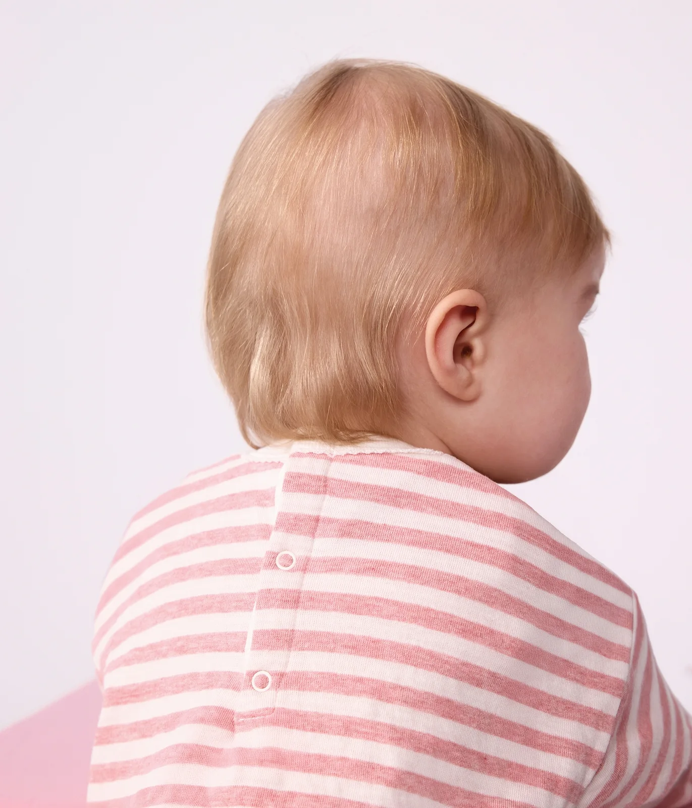 Babies' long-sleeved stripy cotton T-shirt.