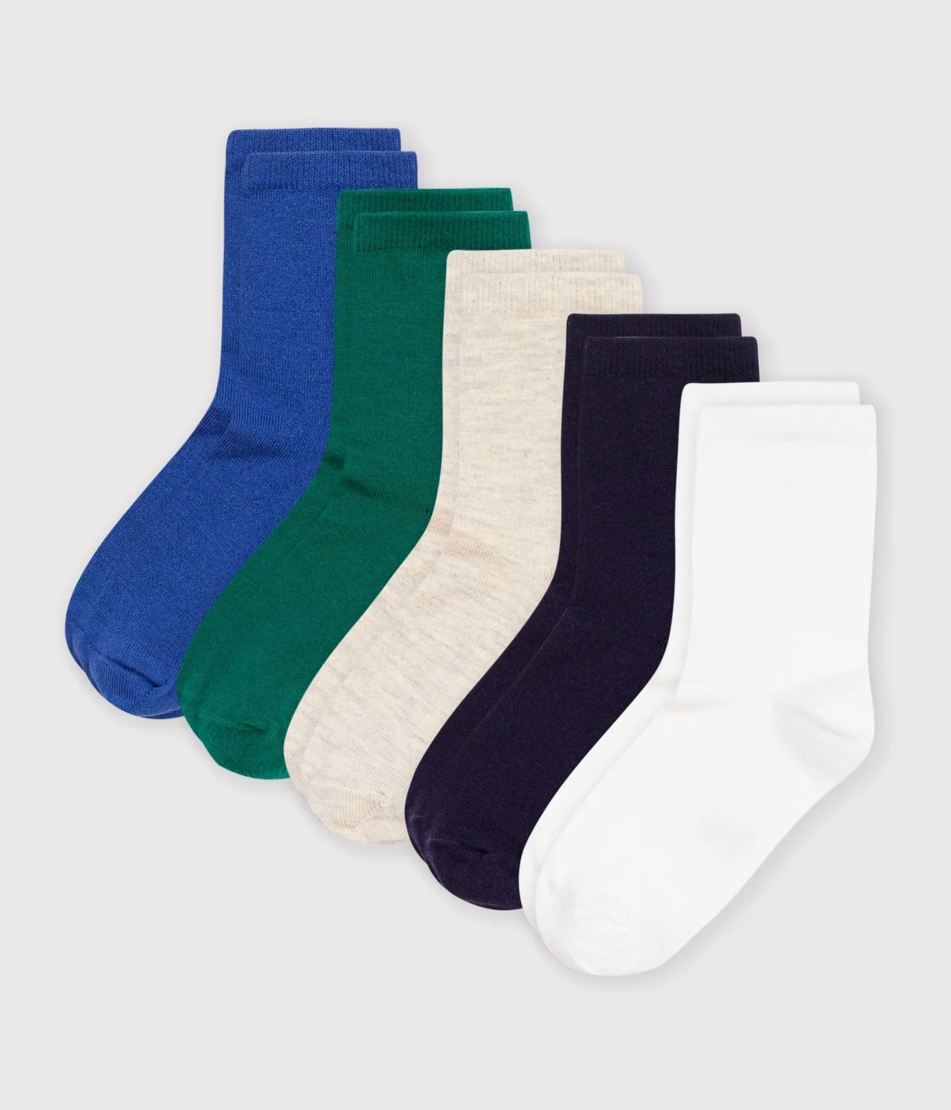 5 pairs of children's plain cotton socks