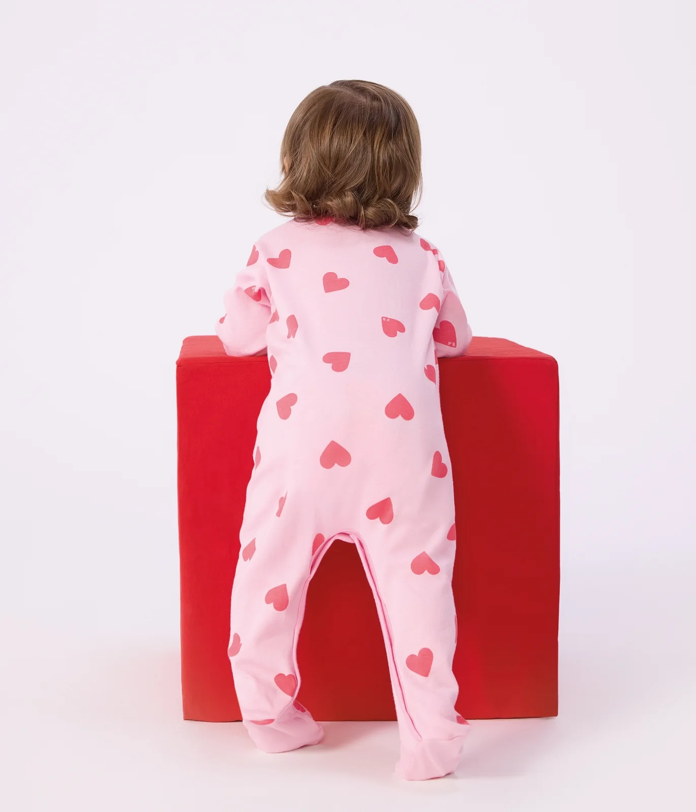 Babies' heart-print cotton pyjama suit