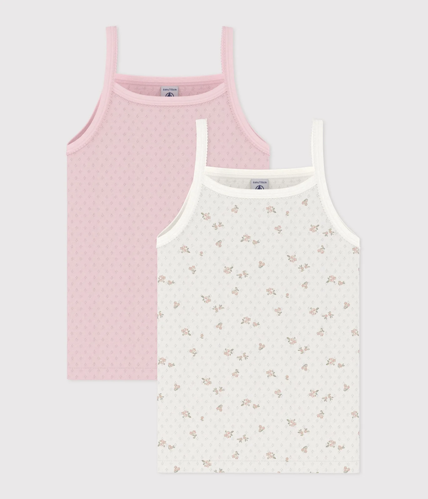 Pack of children's floral openwork cotton tank tops