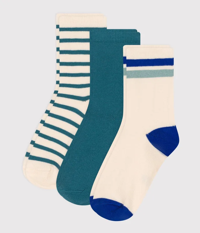 Pairs of children's stripy cotton socks - 3-pack