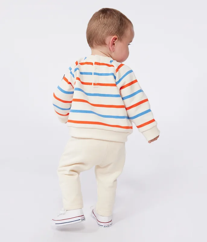 Babies' Breton stripe cotton sweatshirt printed in two colours