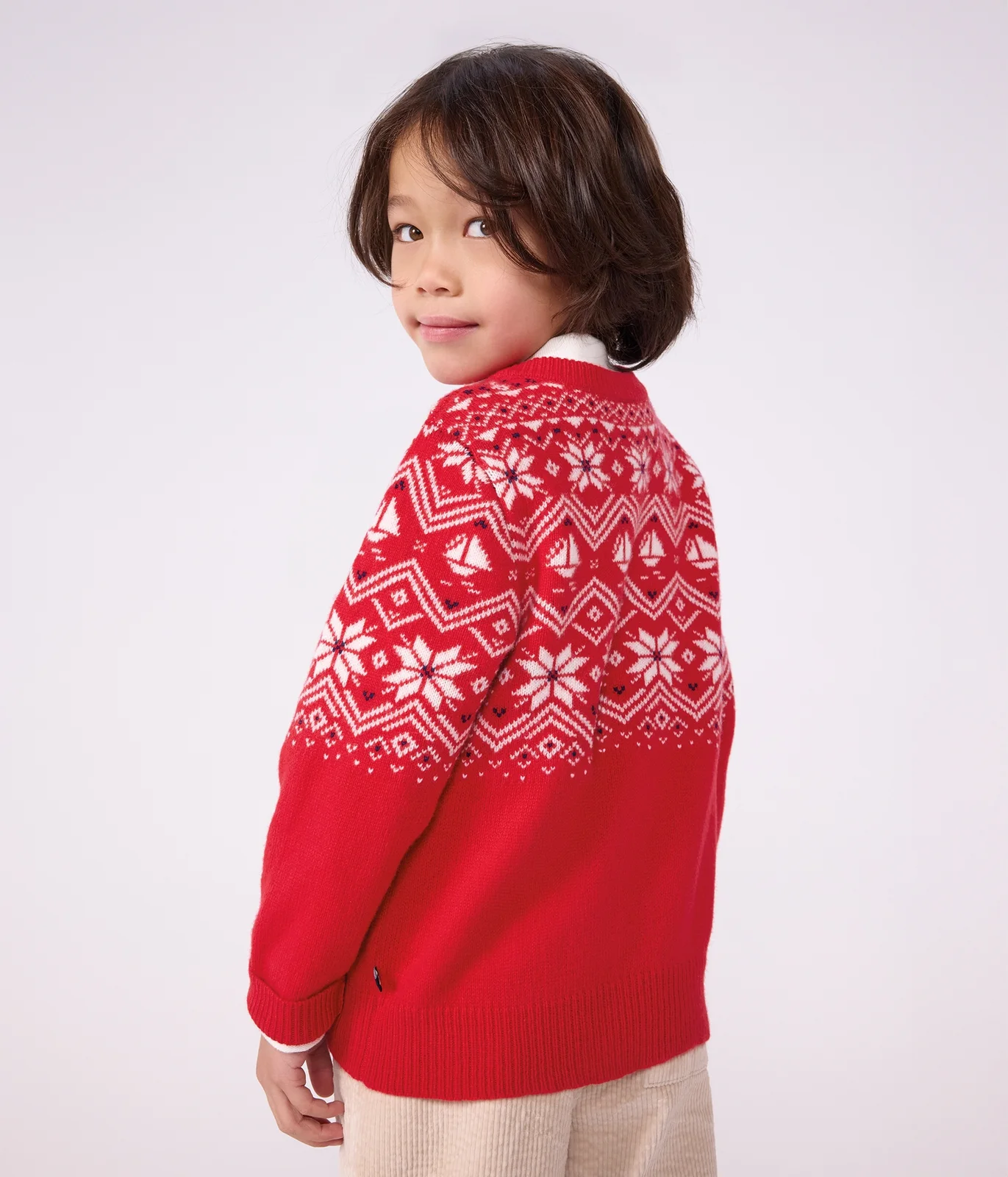 Children's wool and cotton jacquard jumper