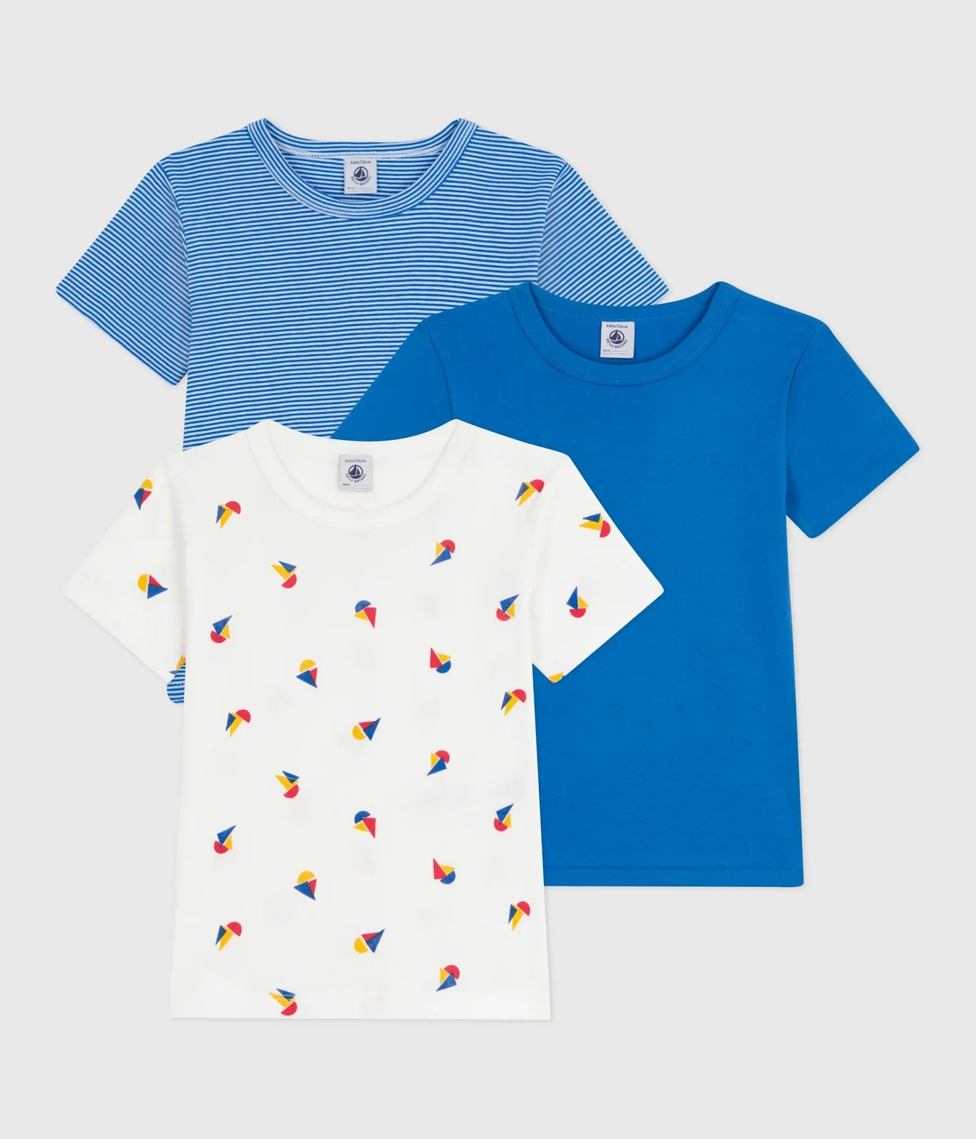 Pack of children's short-sleeved printed cotton T-shirts