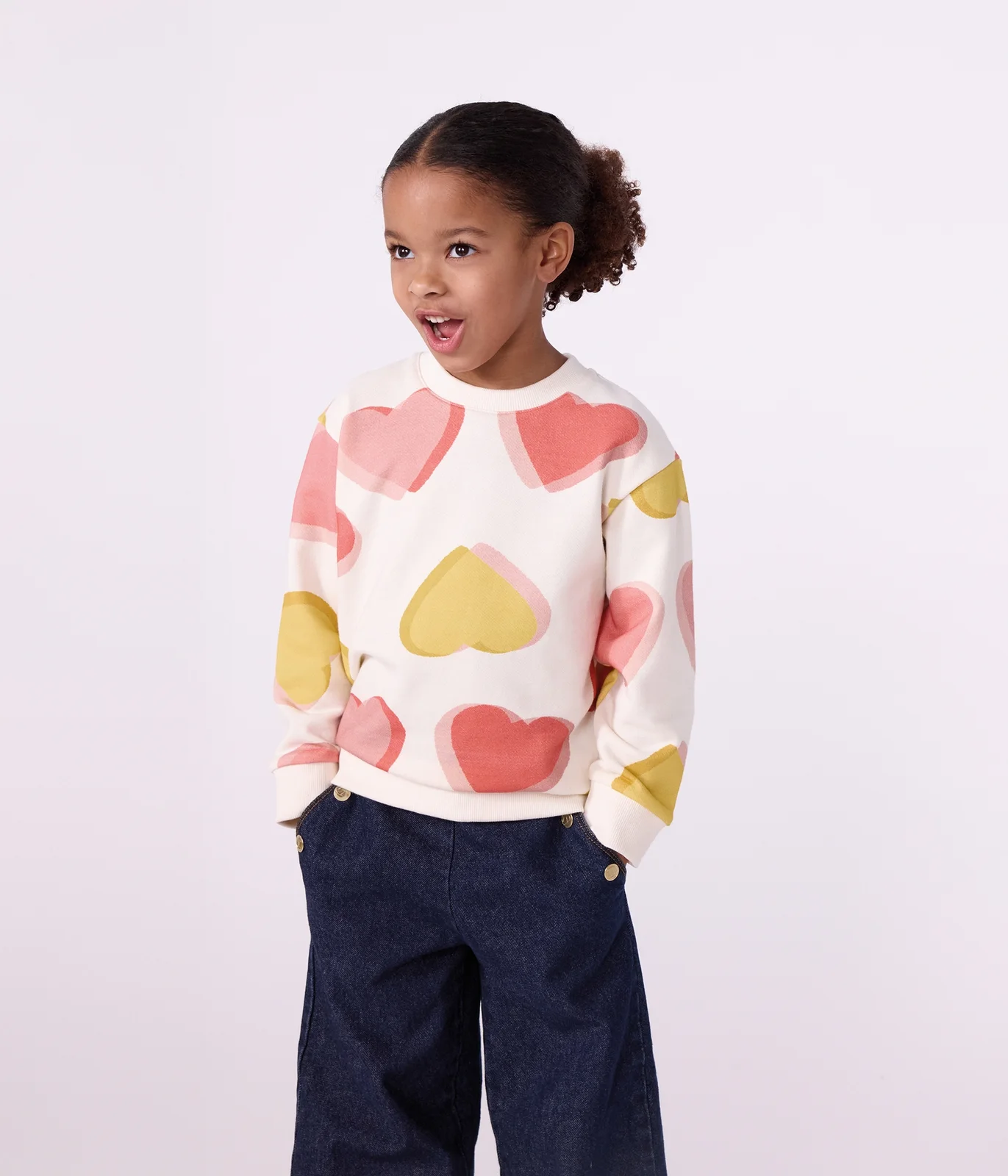 Children's cotton sweatshirt printed with hearts