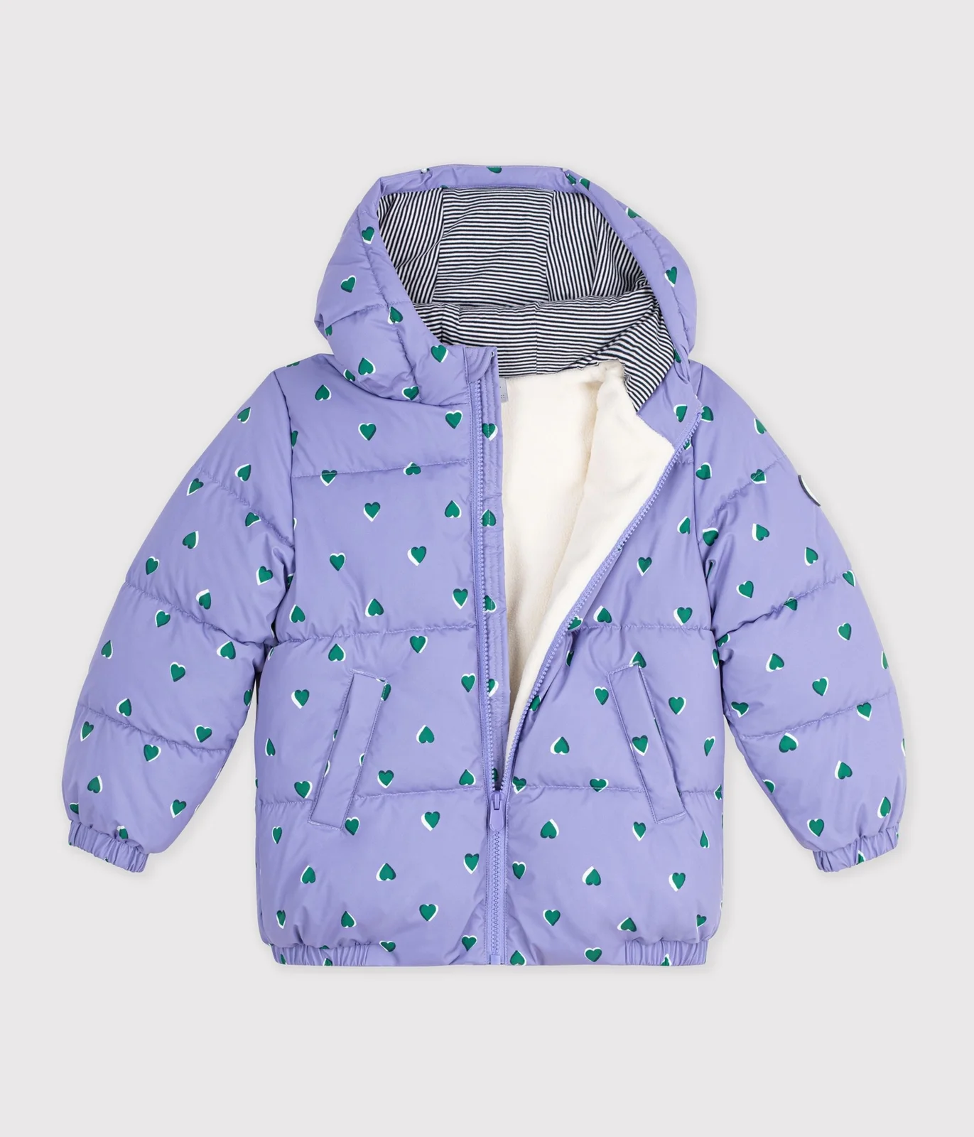 Children's heart print puffer jacket