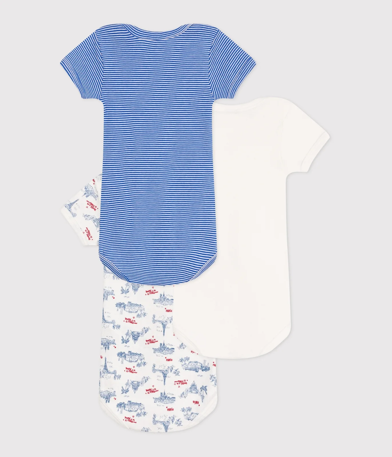 Babies' Paris-pattern short-sleeved cotton bodies - 3-Pack