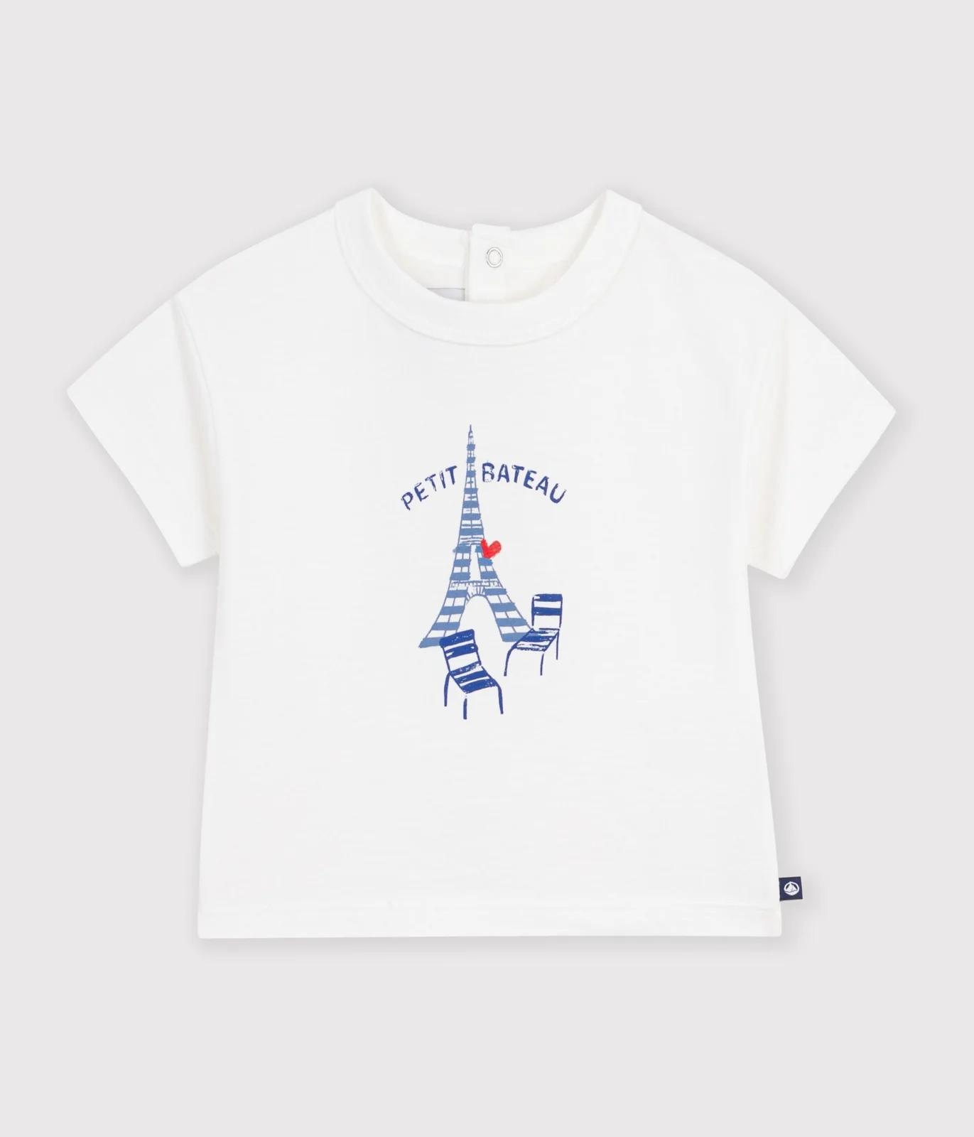 Babies' plain short-sleeved patterned cotton T-shirt