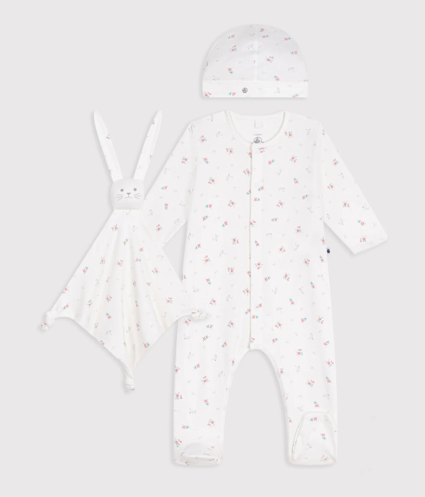Newborn babies' floral-print cotton gift set