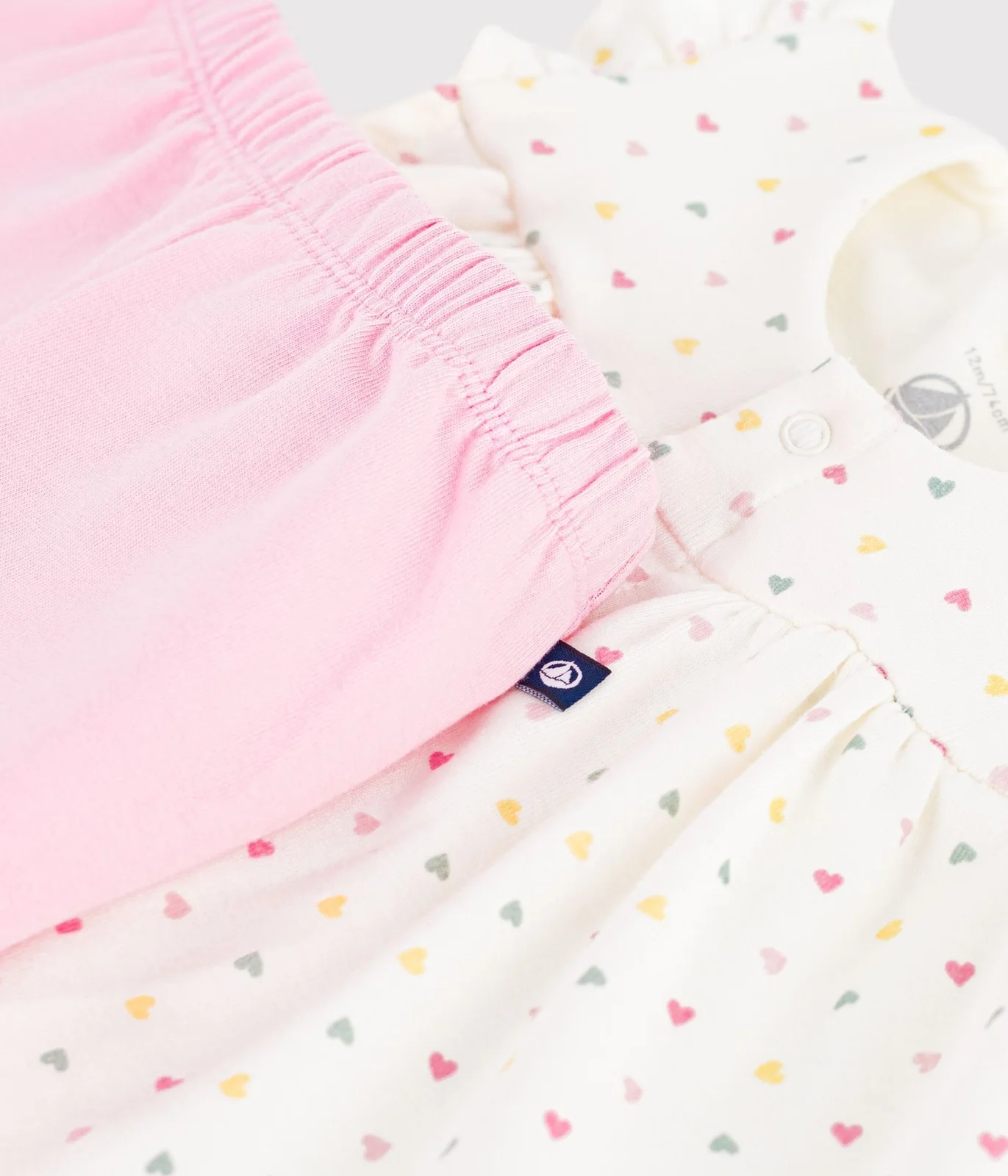 Babies' 2-piece outfit in cotton printed with mini hearts