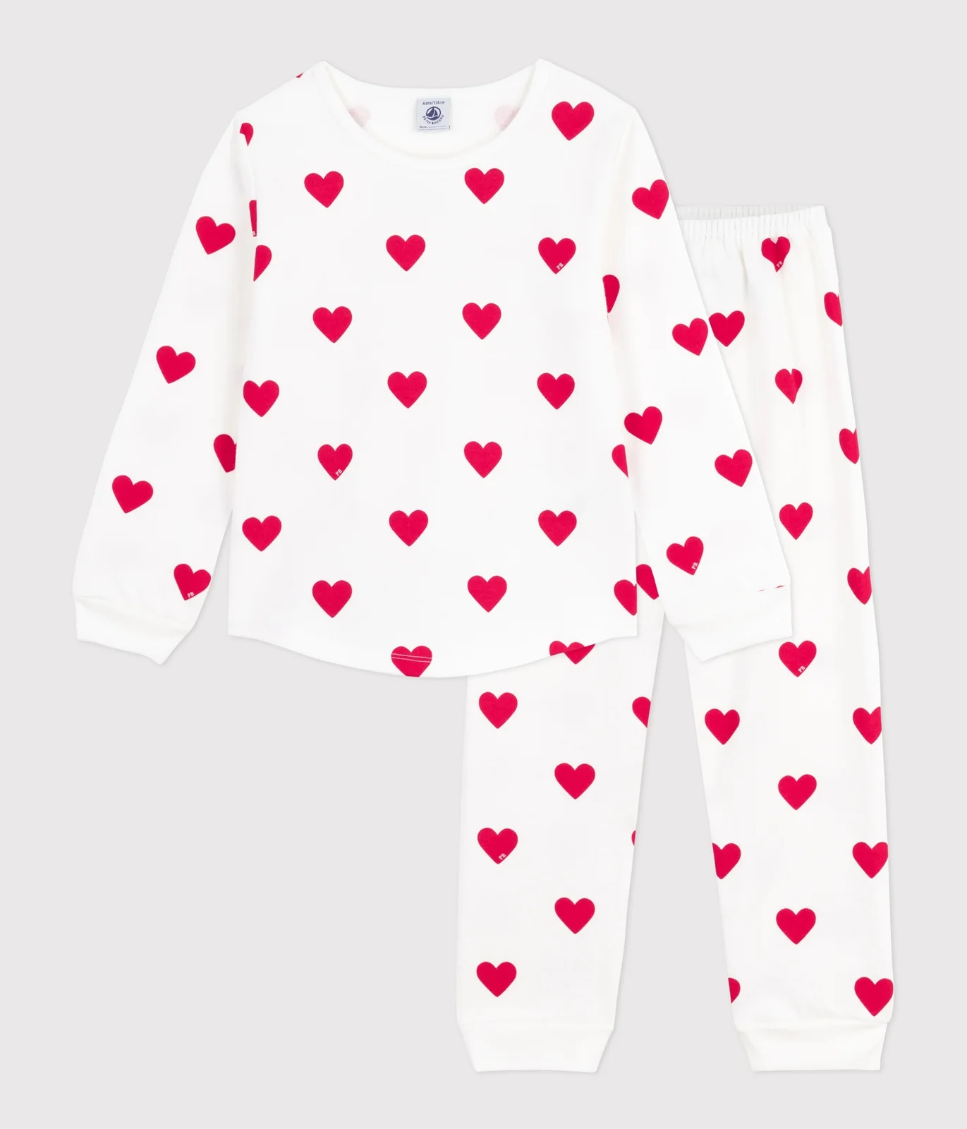 Children's pyjamas in heart-printed fleece