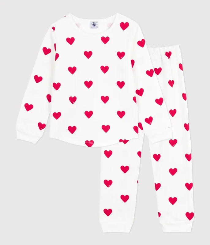 Children's pyjamas in heart-printed fleece