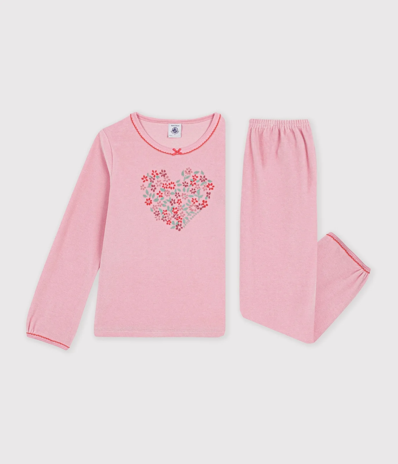 Children's velour pyjamas with a heart motif