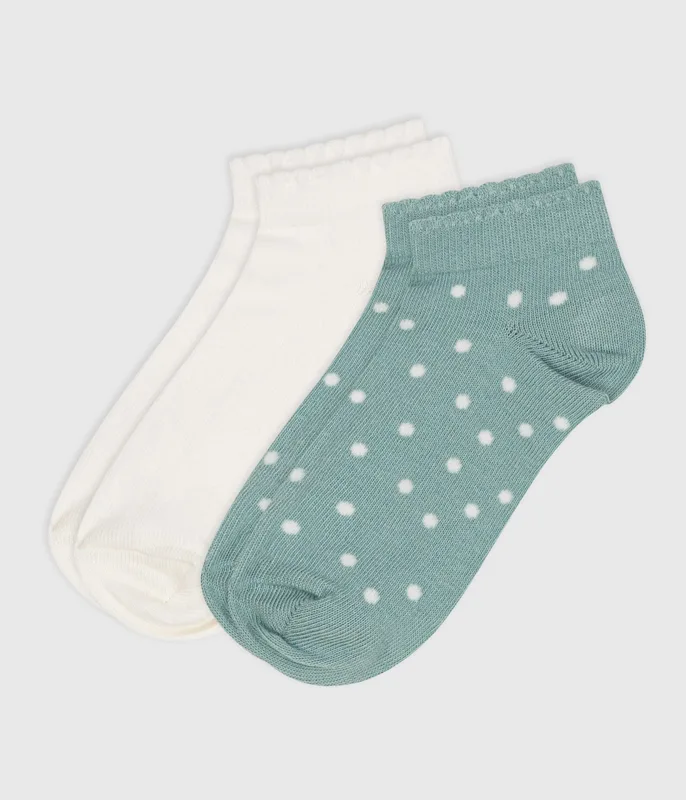 Pairs of girls' spotty cotton socks - 2-pack