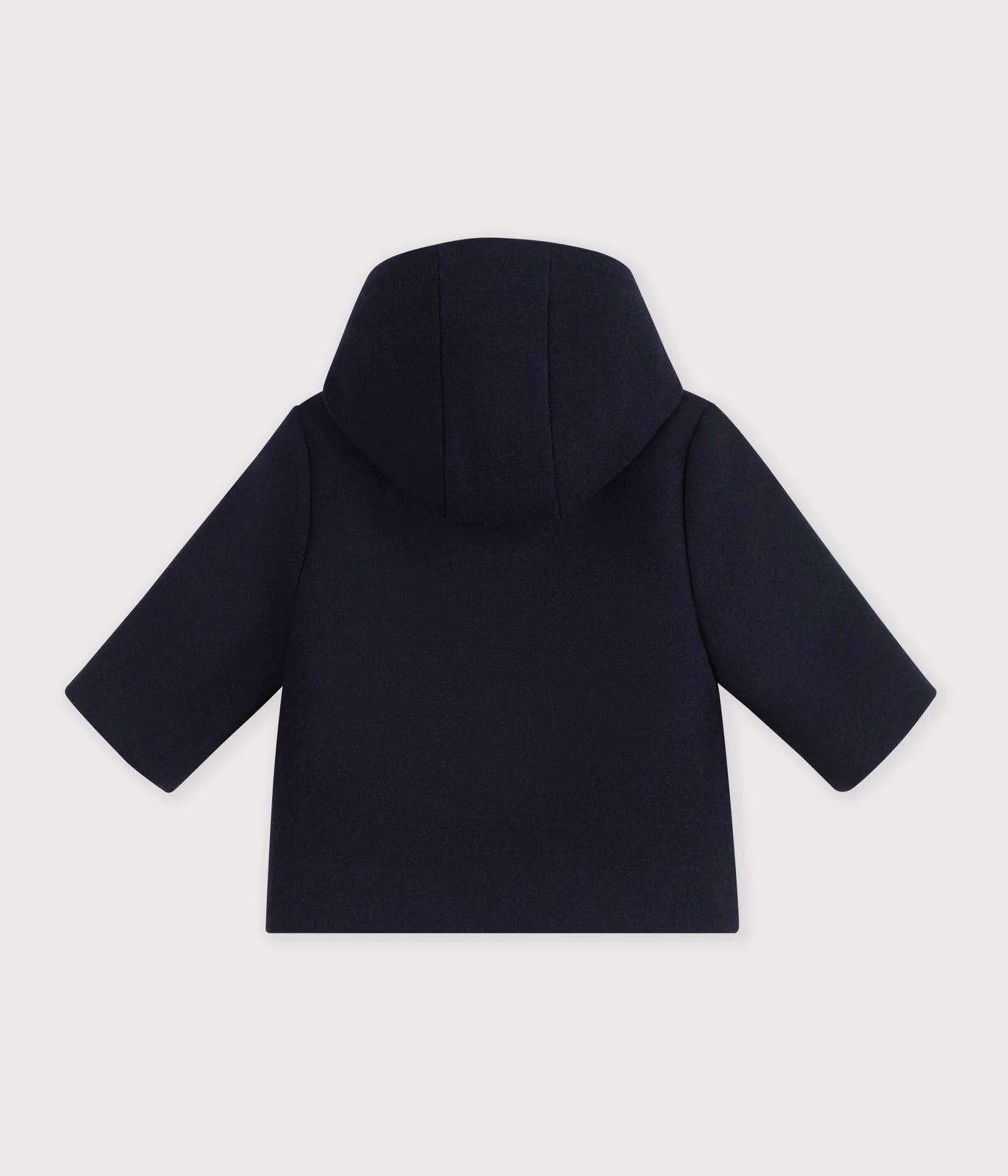 Babies' pea coat in plain woollen broadcloth