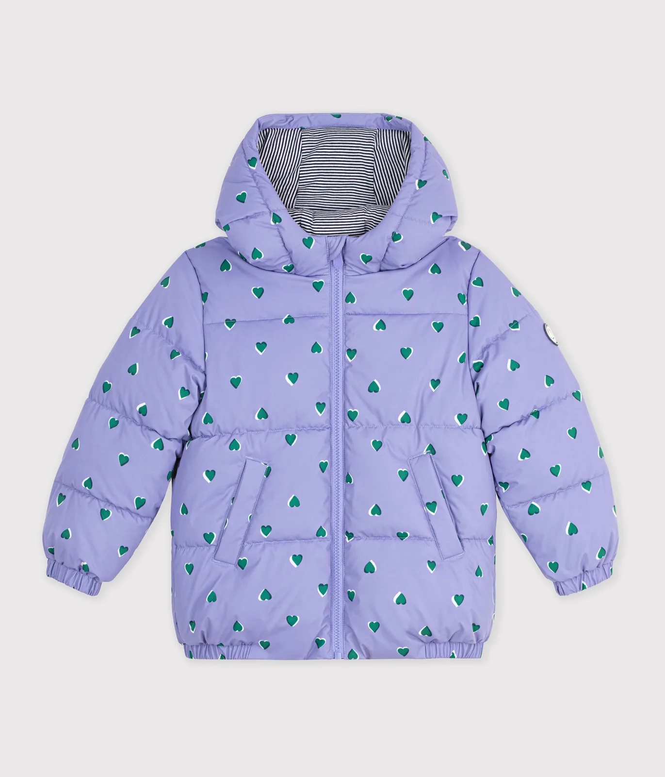 Children's heart print puffer jacket