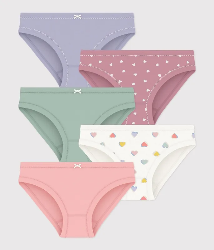 Pack of children's cotton pants with hearts