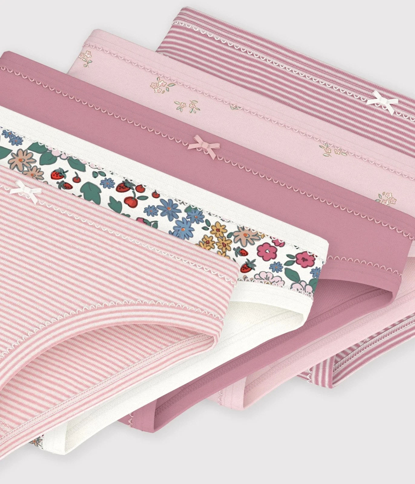 Pack of children's flower-patterned cotton pants