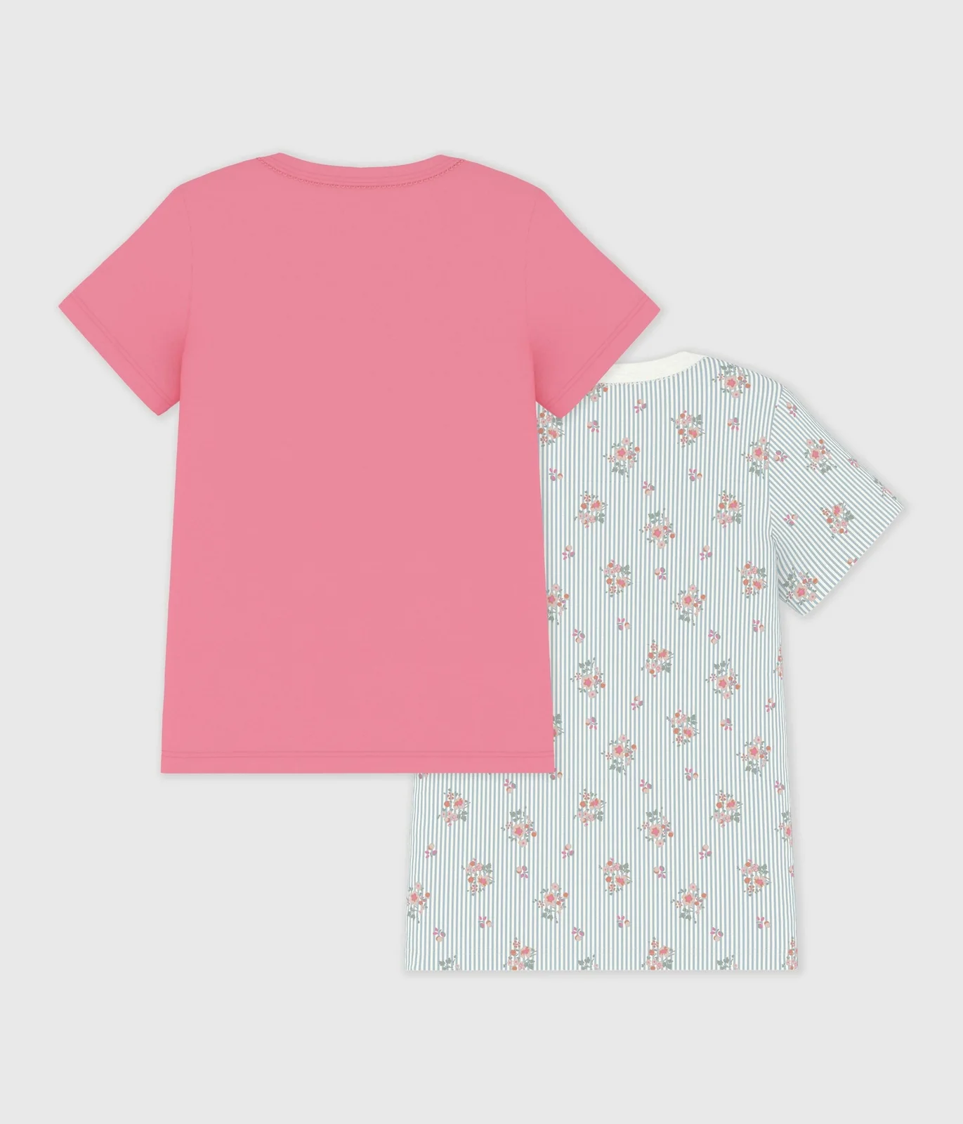 Pack of children's short-sleeved floral print cotton T-shirts