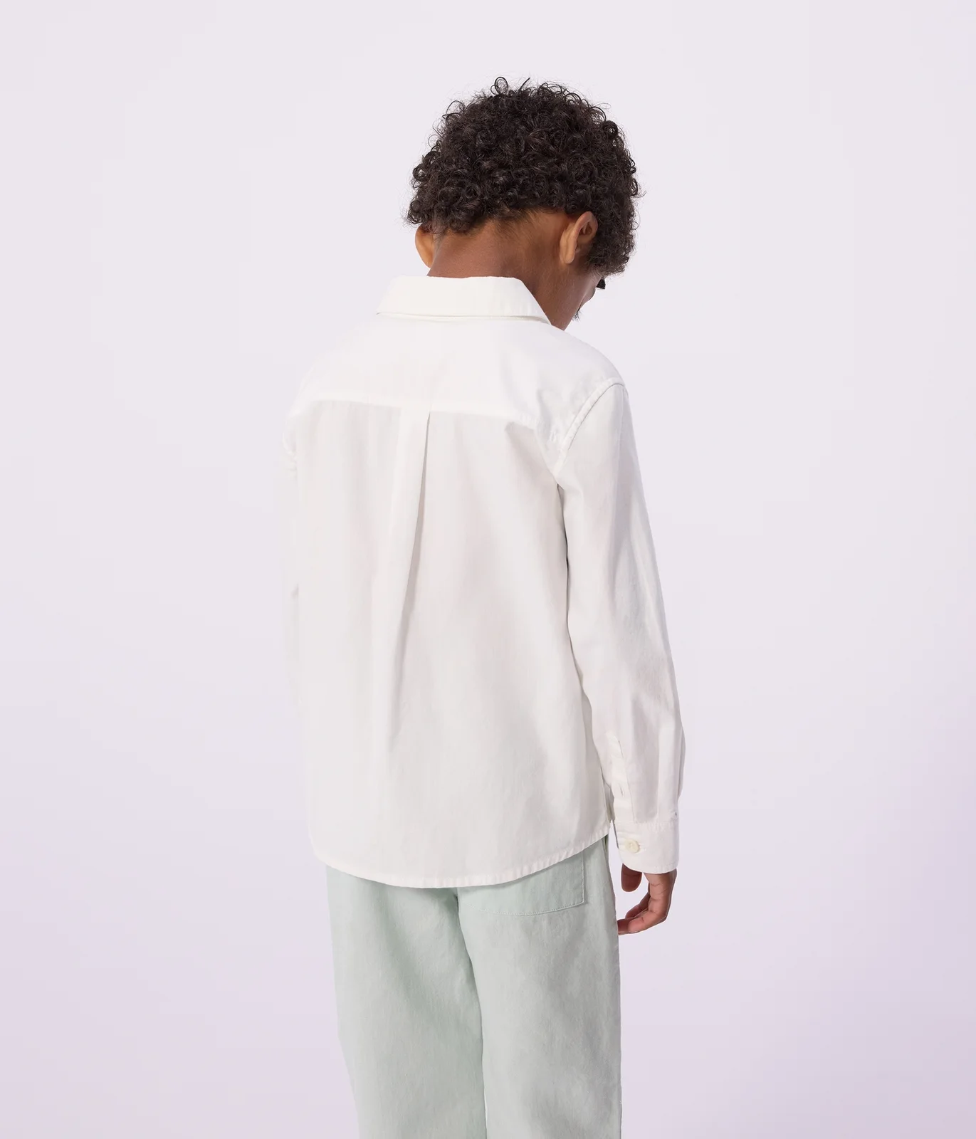 Children's long-sleeved plain cotton shirt