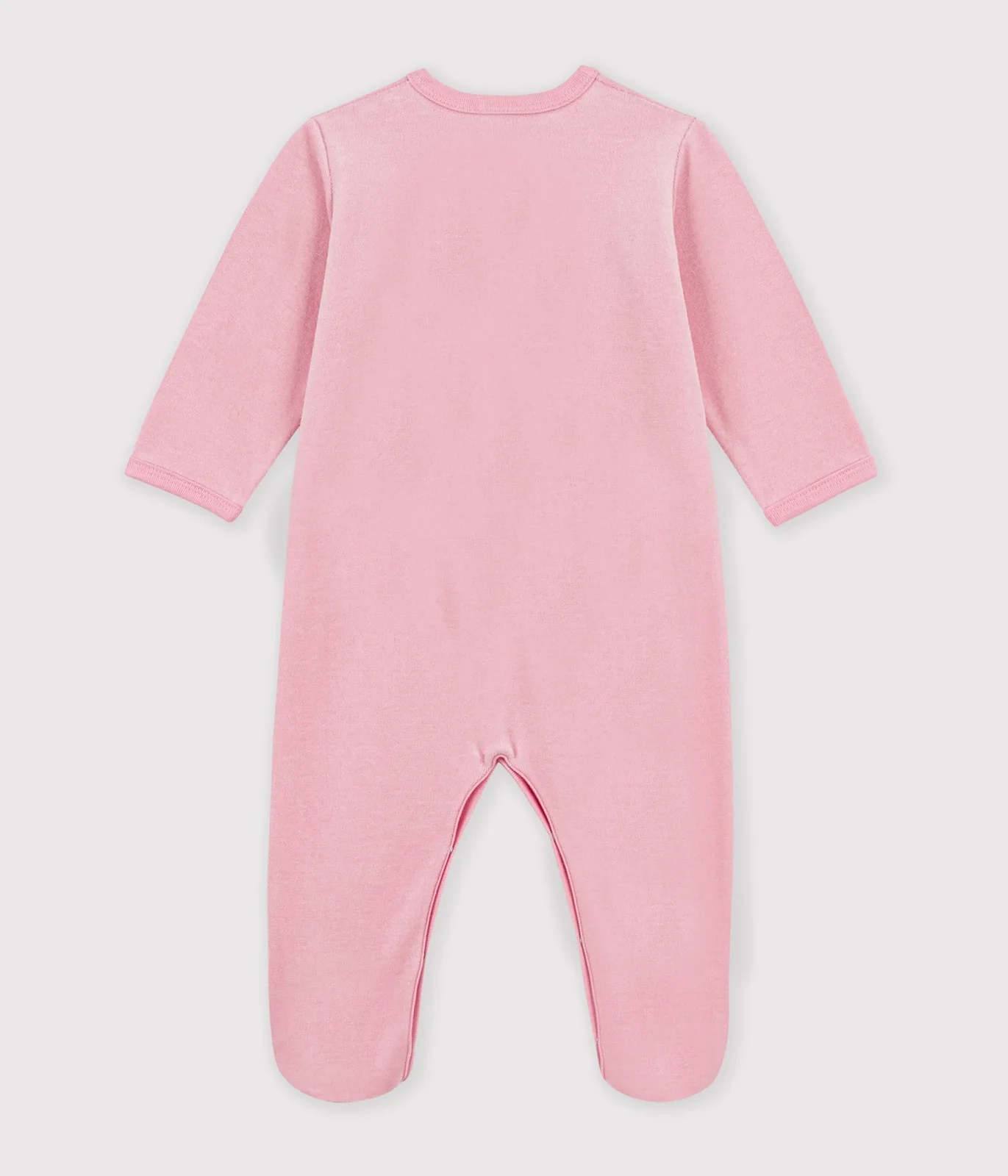 Babies' plain velour pyjama suit with a placed design