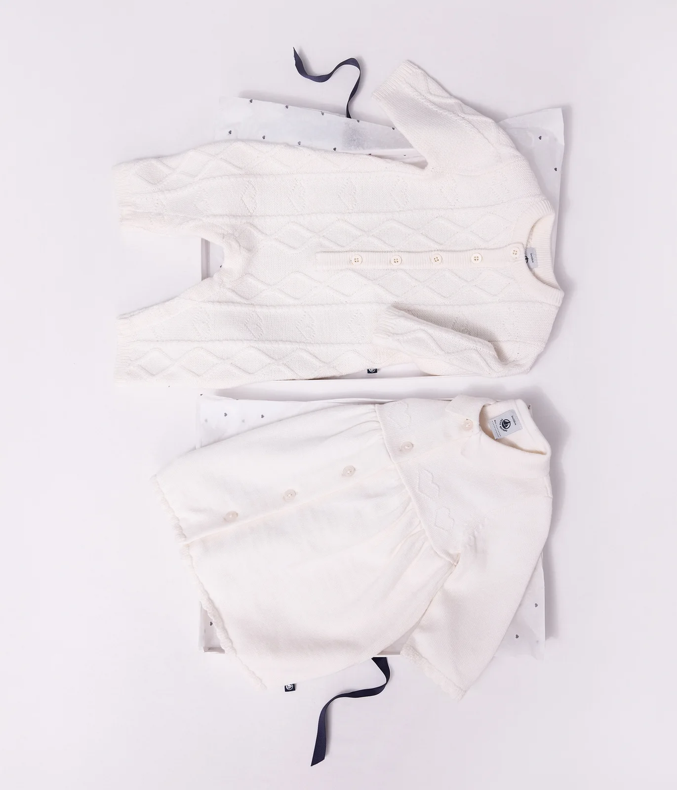 Babies' jumpsuit in a plain wool and cotton knit
