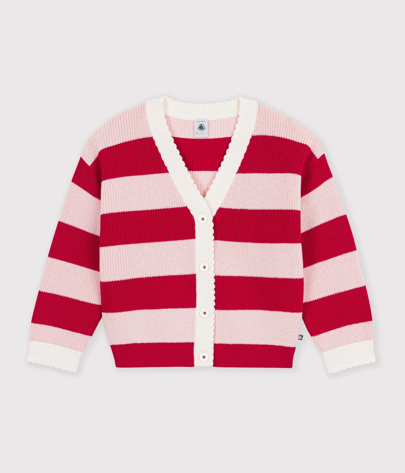 Children's stripy wool and cotton cardigan