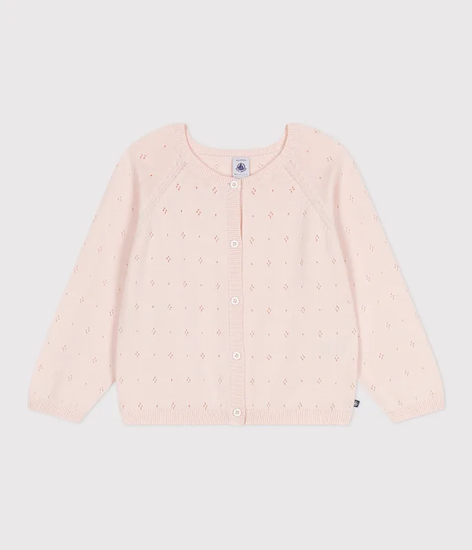 Children's cotton cardigan with a decorative stitch pattern