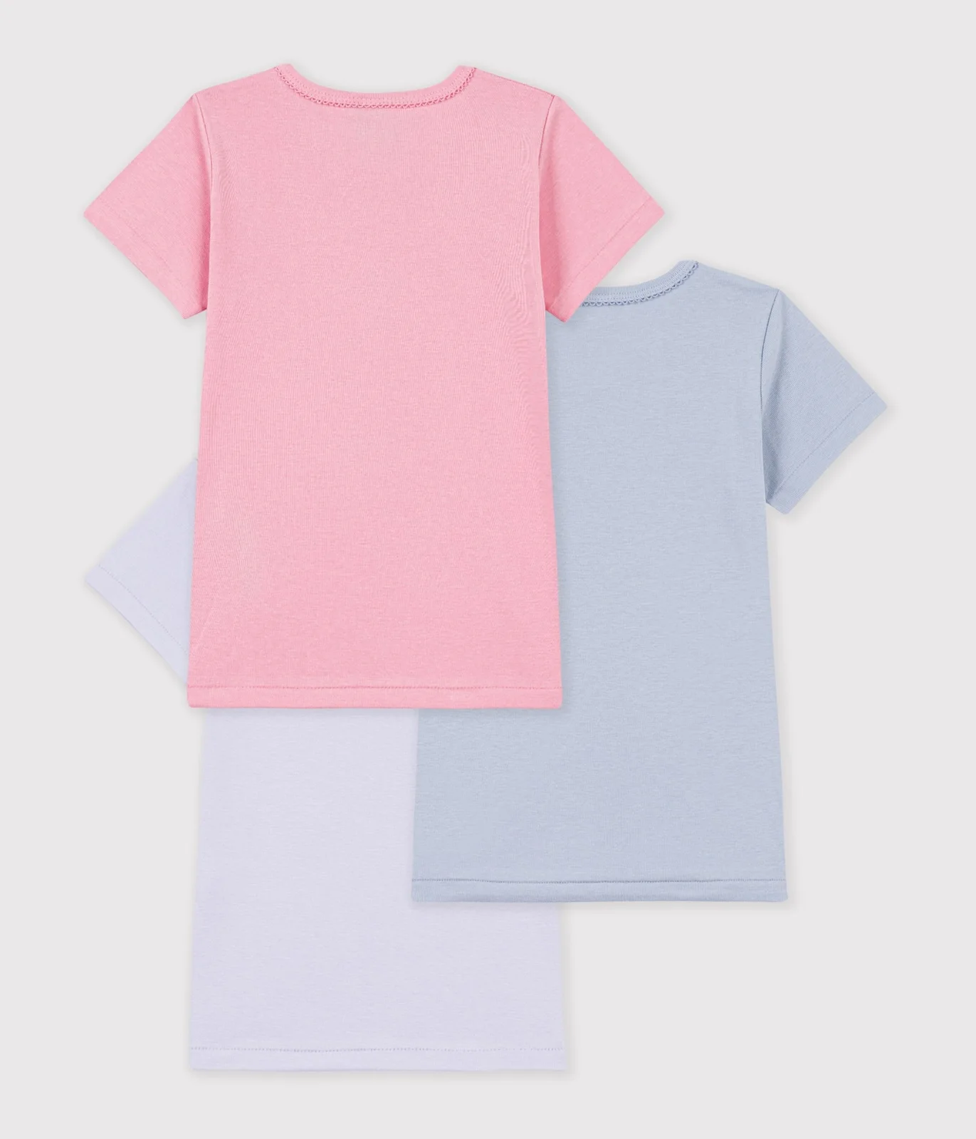 Pack of children's short-sleeved plain cotton T-shirts