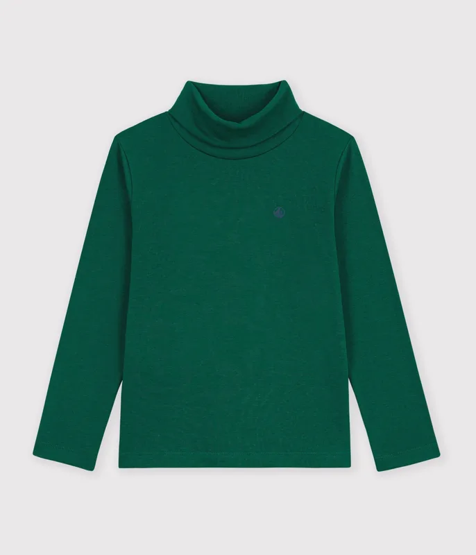 Children's plain cotton rollneck top