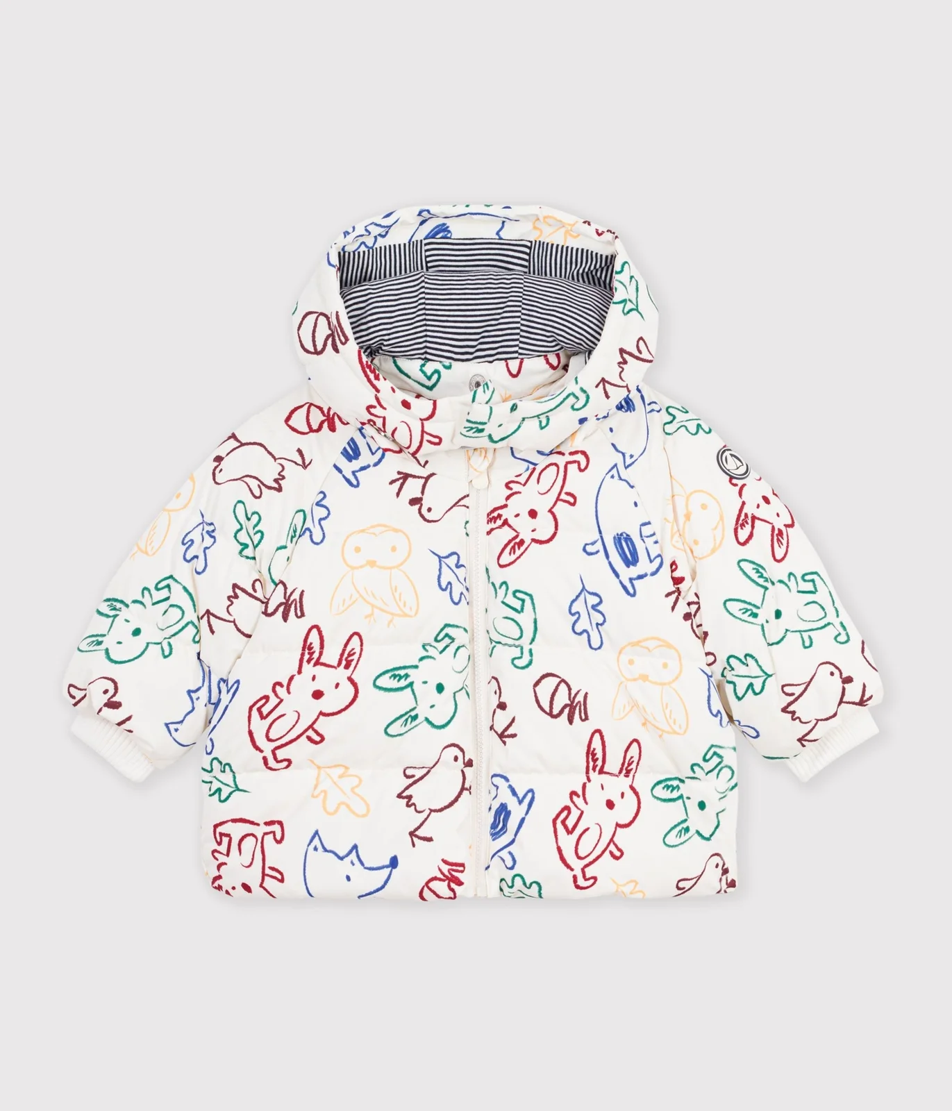 Baby puffer jacket in printed polyester