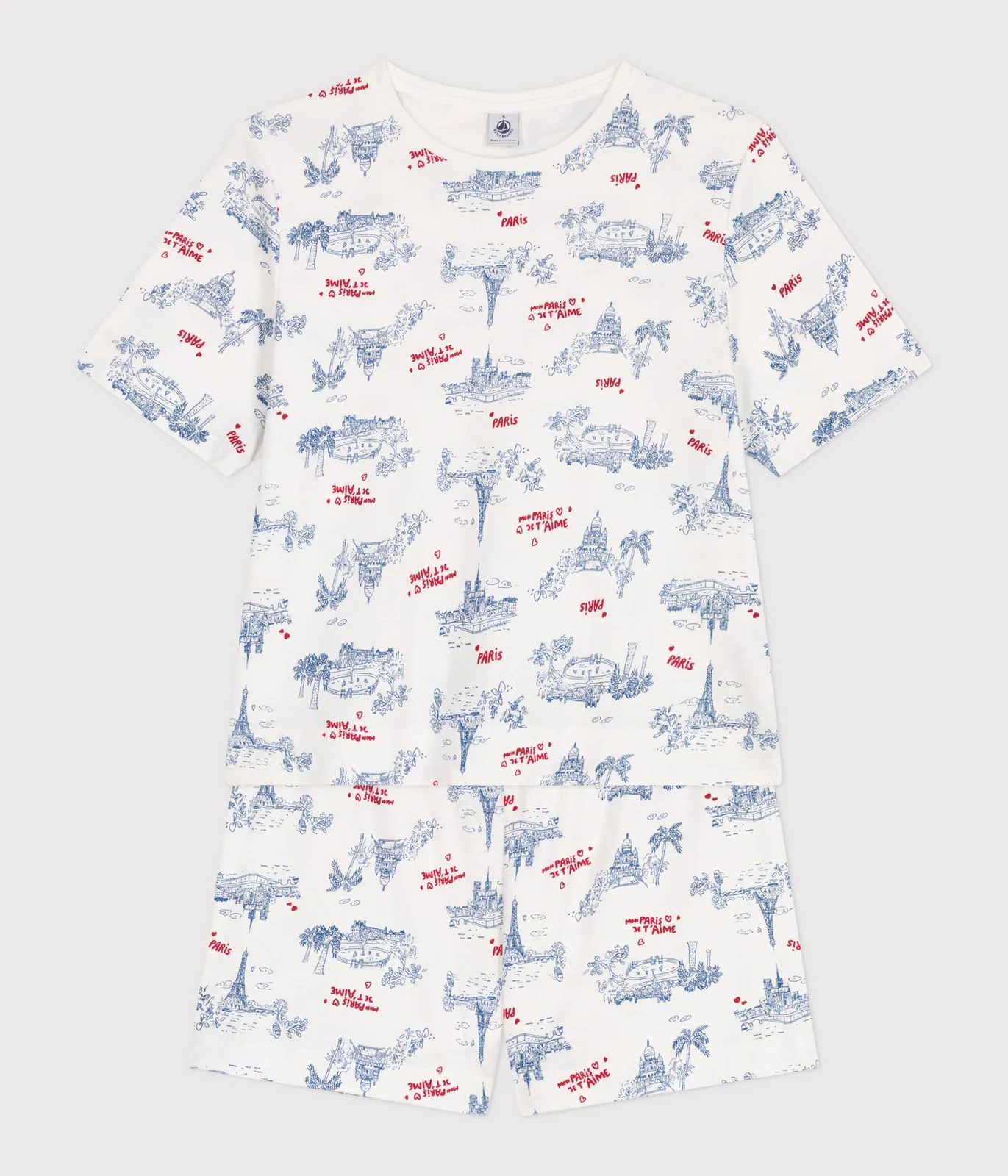 Women's short Paris print cotton pyjamas