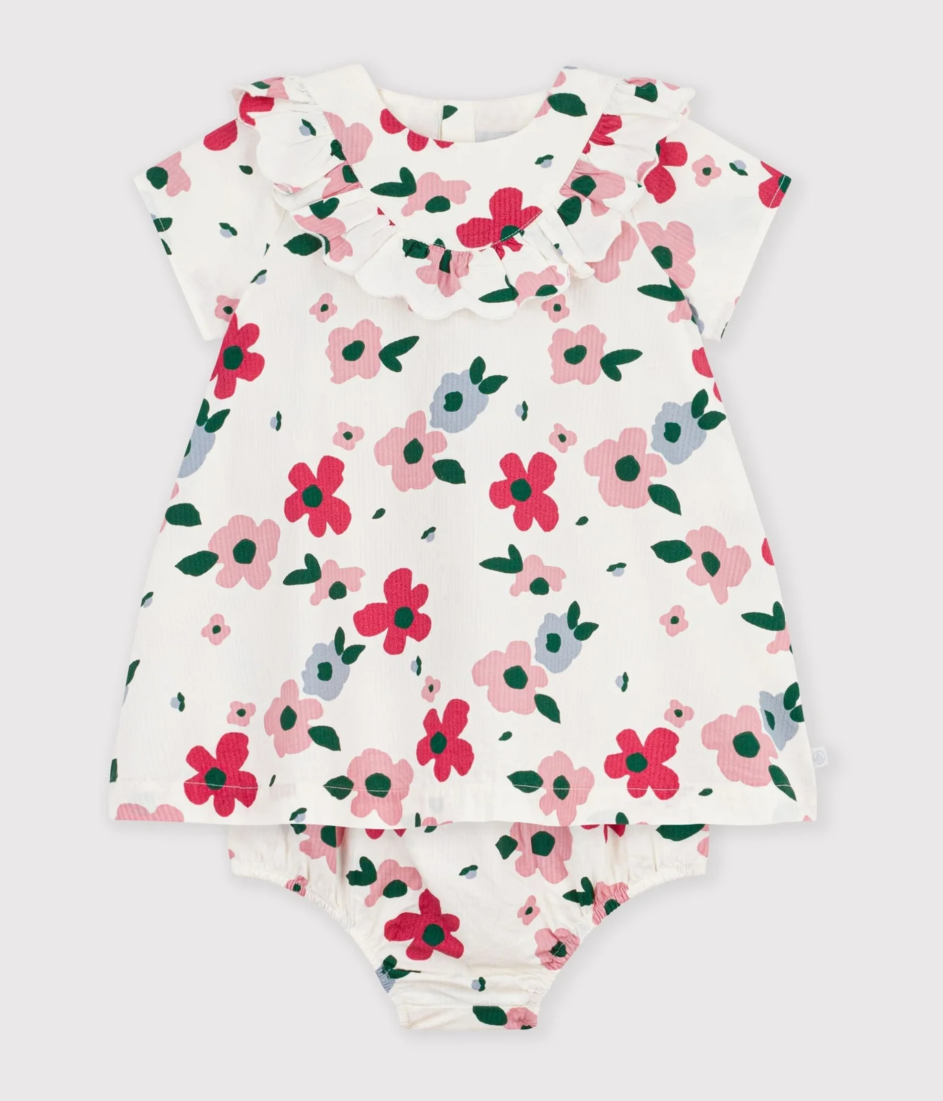 Babies' short-sleeved floral print cotton dress