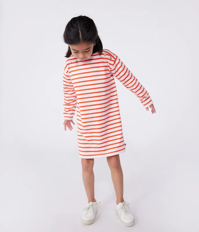 Children's long-sleeved stripy cotton dress
