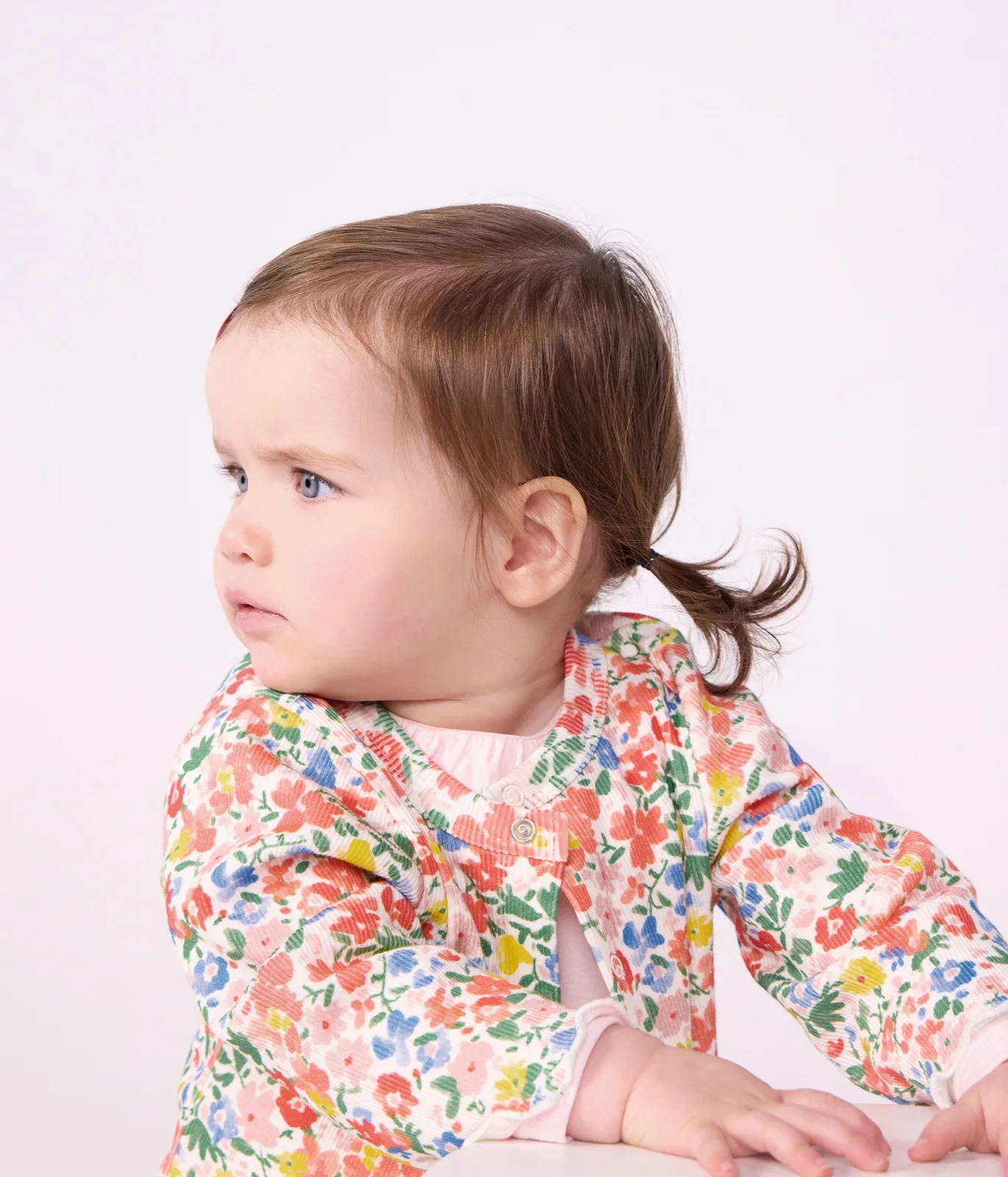 Babies' floral-print cotton cardigan