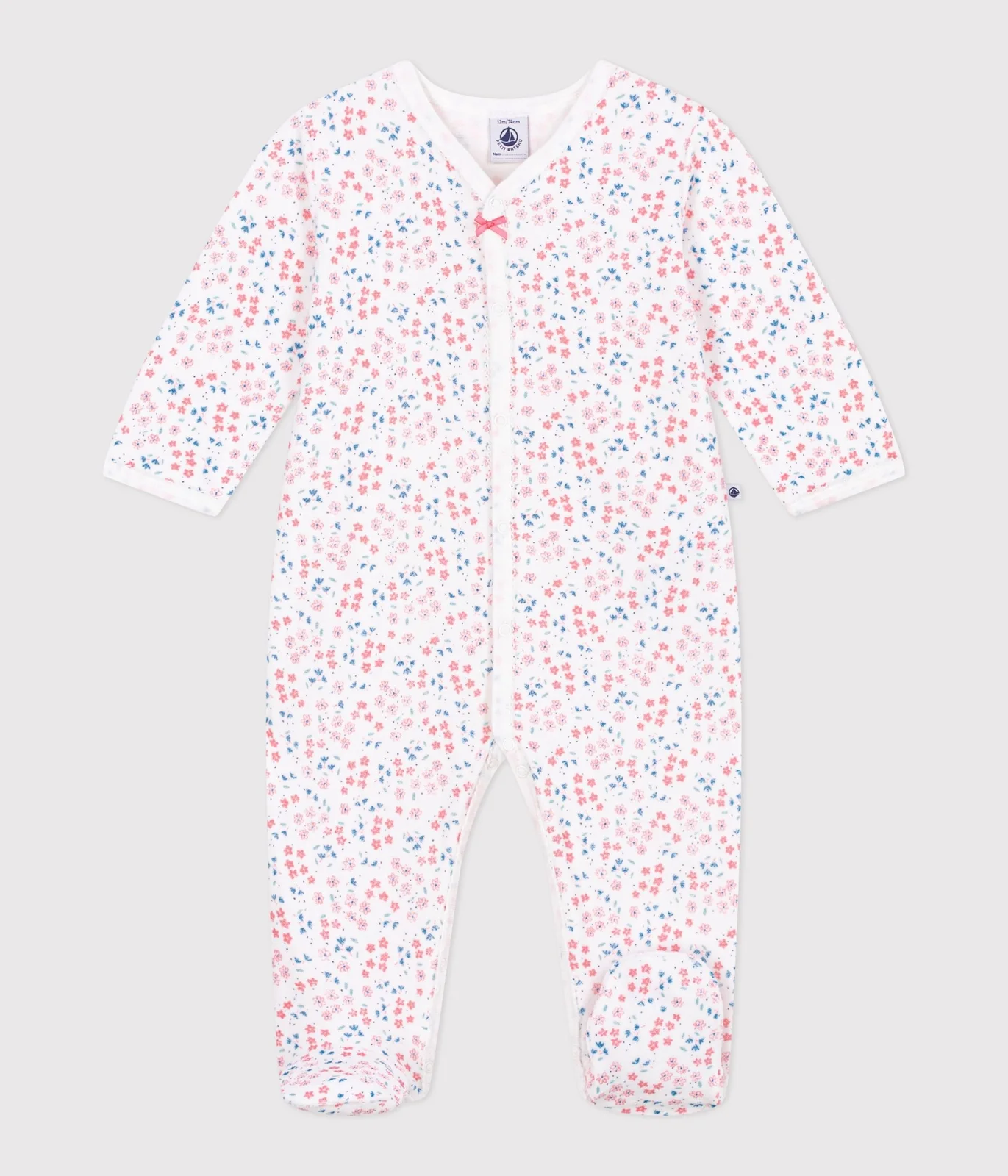Babies' floral-print velour pyjama suit