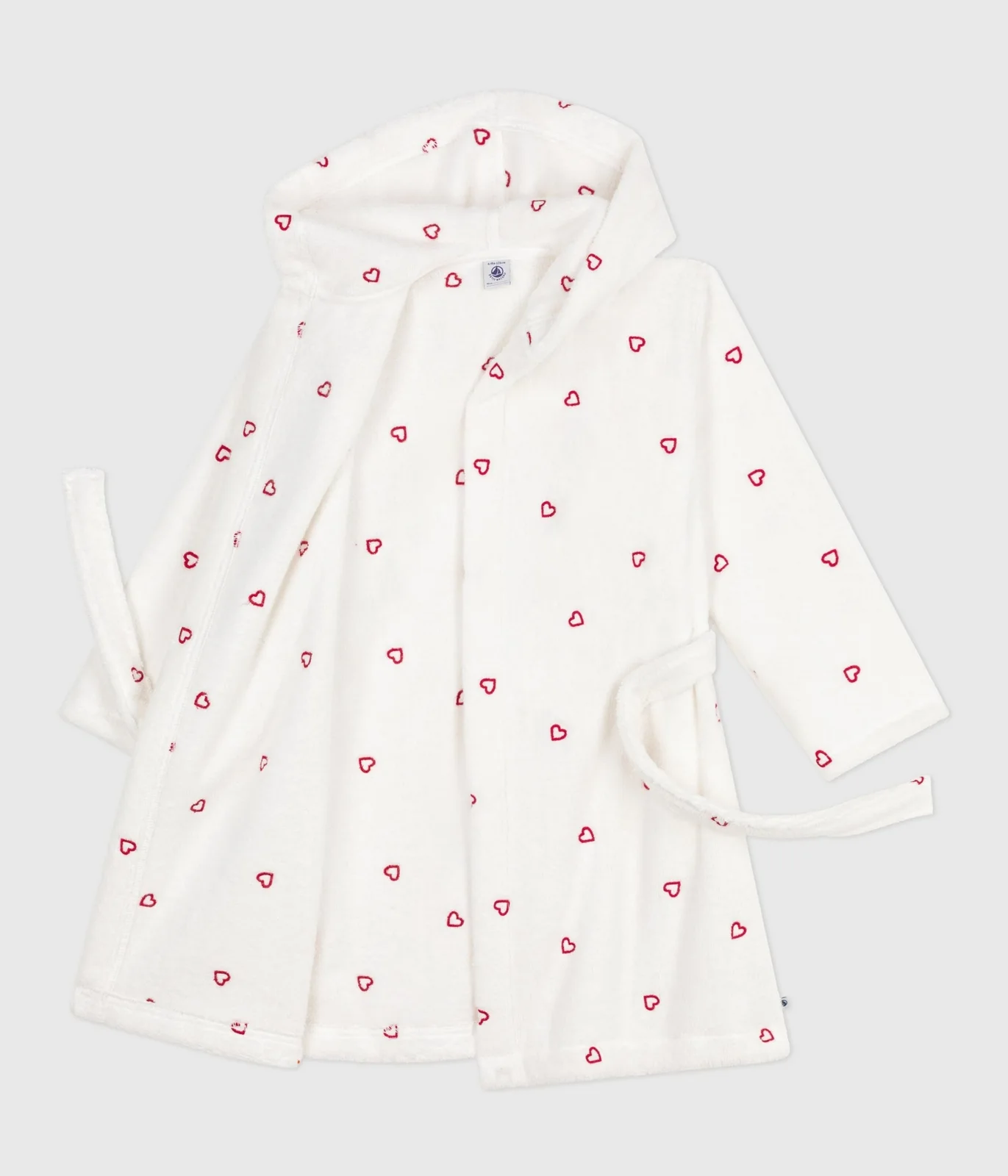 Children's cotton terry bathrobe with embroidered hearts