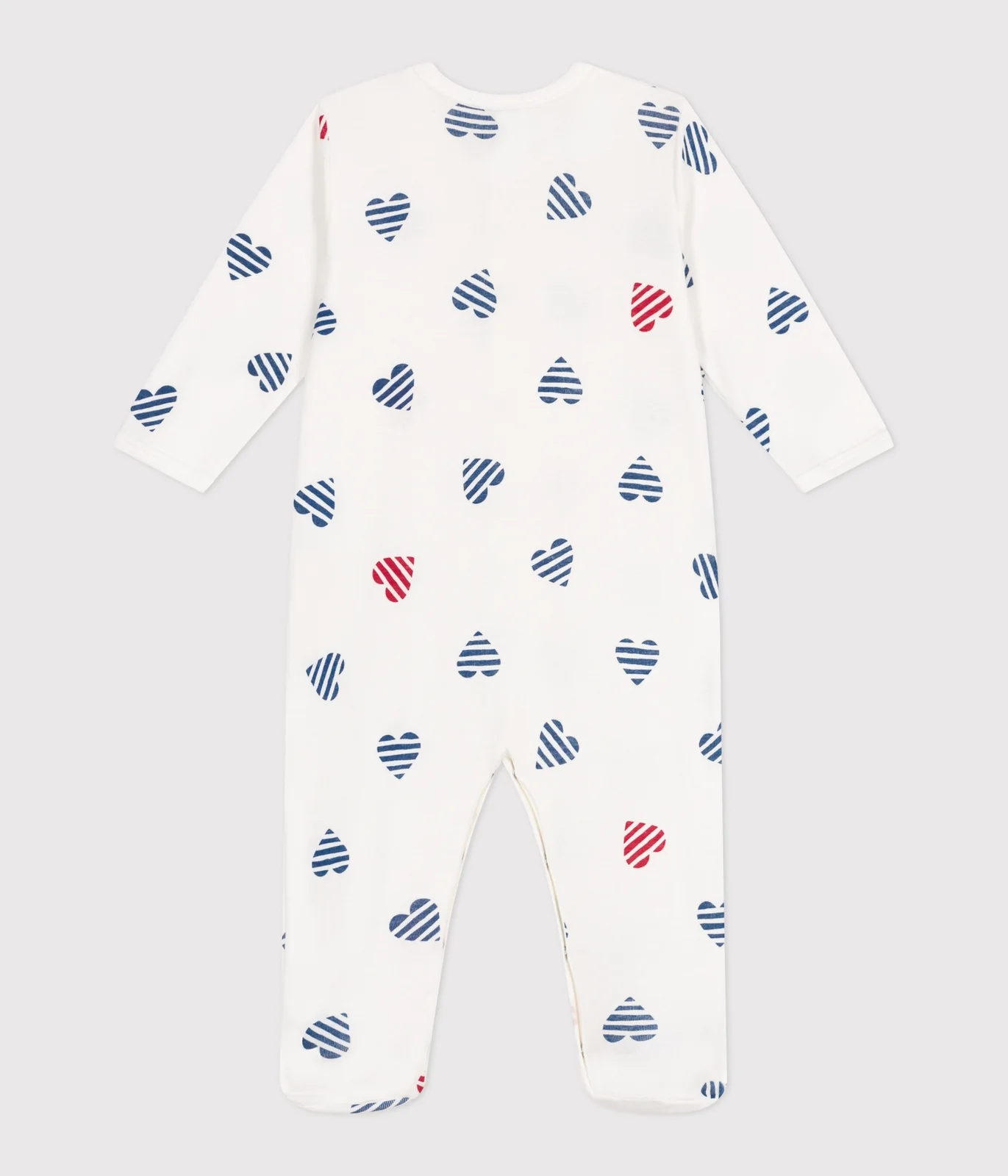 Babies' stripy heart-patterned cotton pyjamas