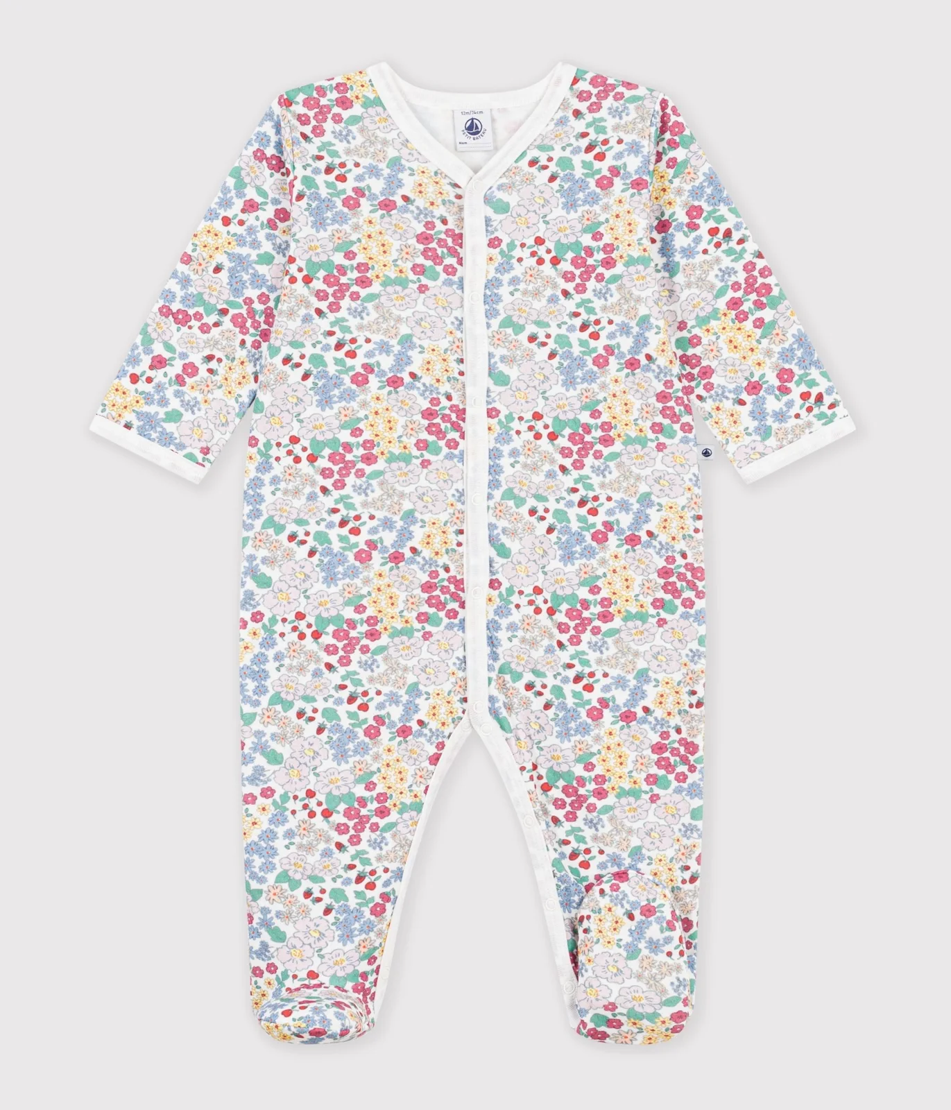 Babies' flower-print tube knit pyjama suit